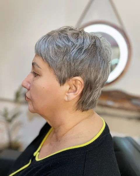 Textured Silver Pixie Cut with Choppy Layers