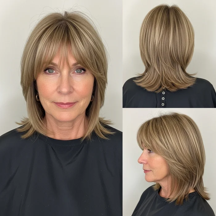 Textured Straight Bob with Bangs