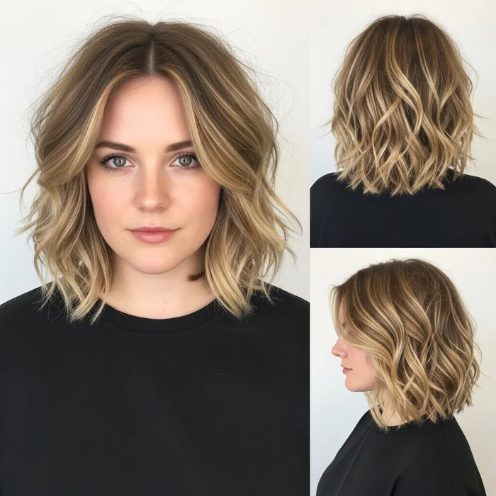 Textured Wavy Bob For Thick Hair