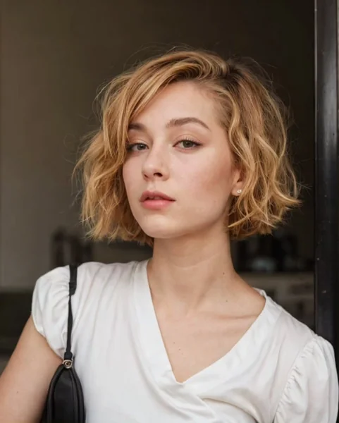 Textured Wavy Chin Bob with Natural Volume