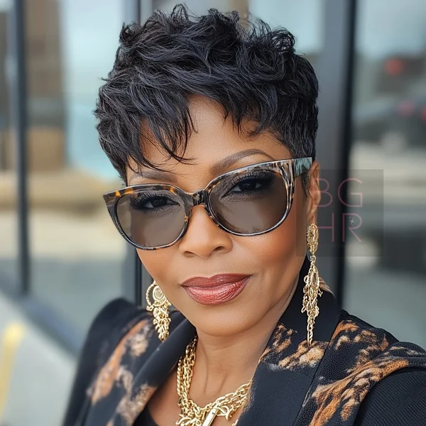 Textured Wavy Pixie with Side-Swept Bangs