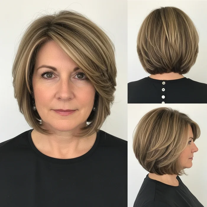 Two-Tone Layered Stacked Bob with Highlights
