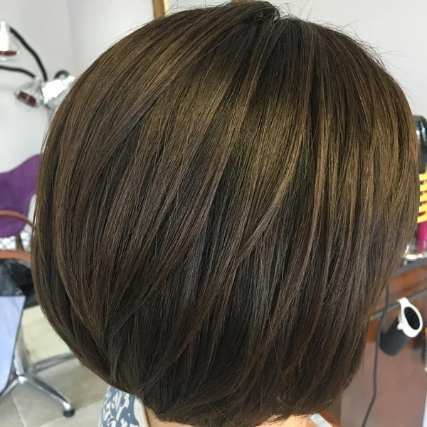 Voluminous Chocolate Brown Stacked Bob Haircut