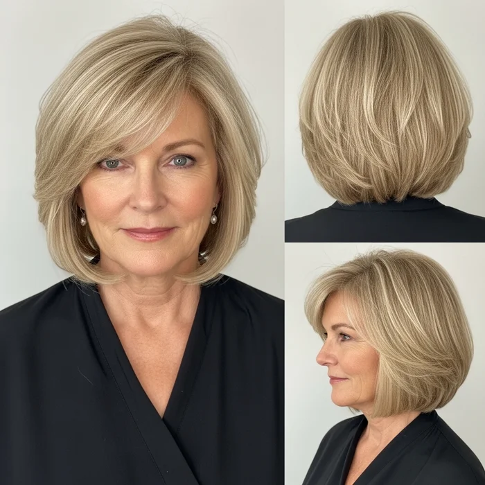Warm Blonde Stacked Layered Bob
