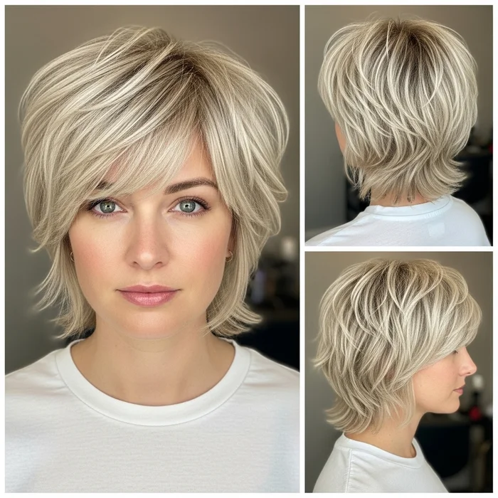 Warm-Platinum Shaggy Pixie Mullet
