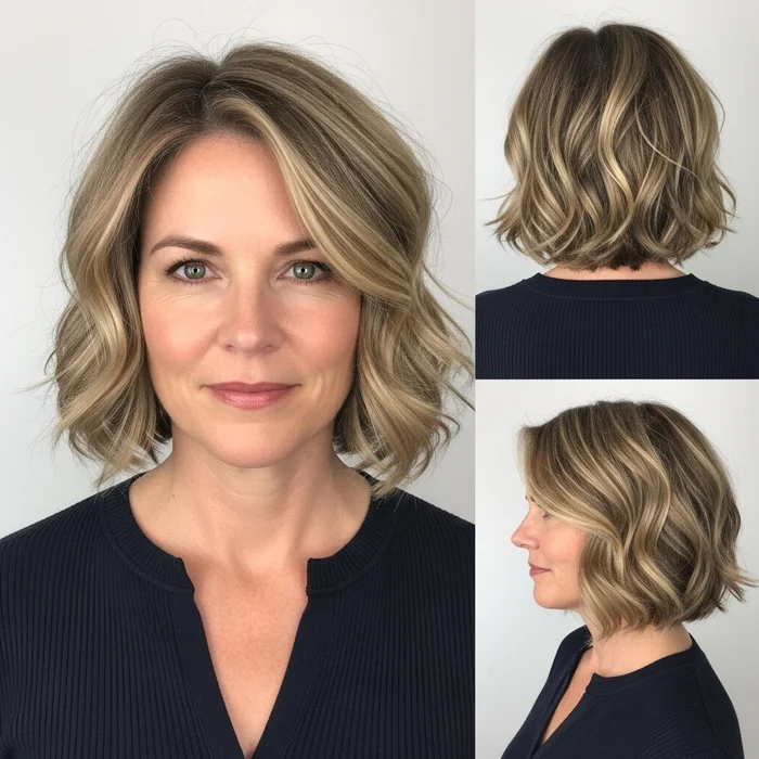 Wavy Bob With Highlights