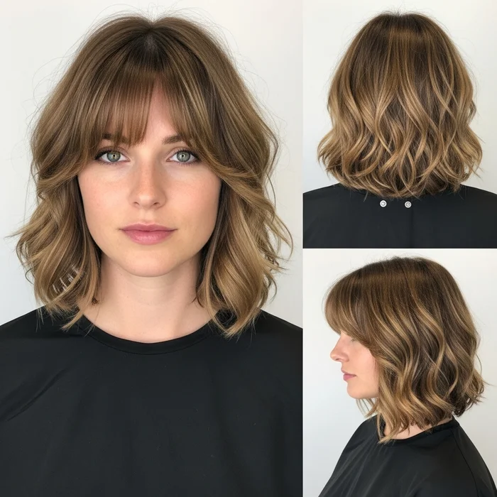 Wavy Bob With Side-Swept Bangs