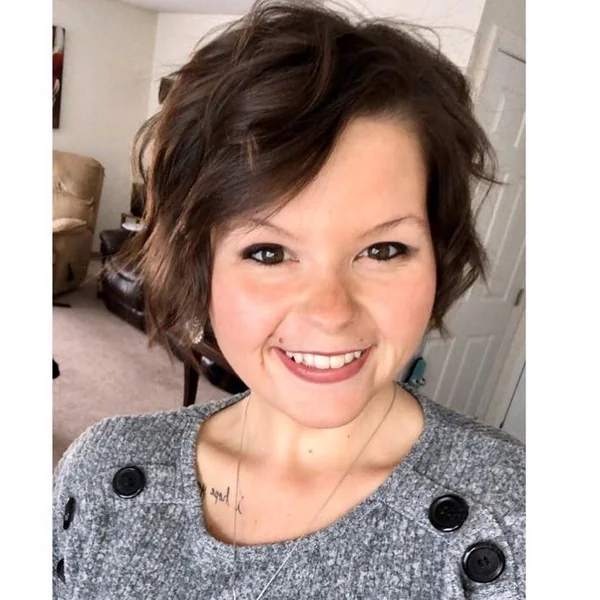 Wavy Brunette Choppy Pixie Bob