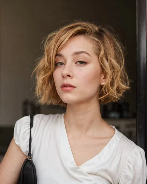 Wavy Golden Bob for Effortless Volume