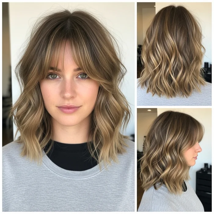 Wavy Long Bob With Bangs