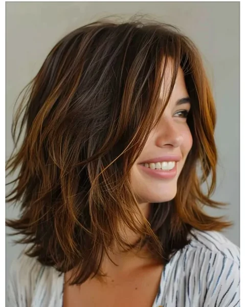 Wavy Medium Shag Cut with Face-Framing Layers