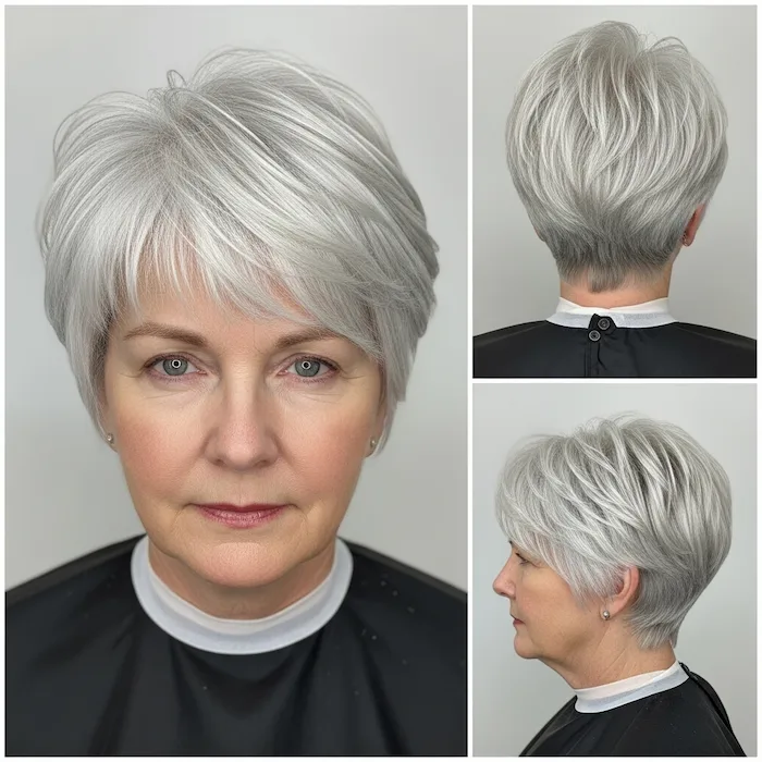 White Wispy Textured Pixie for Thin Hair