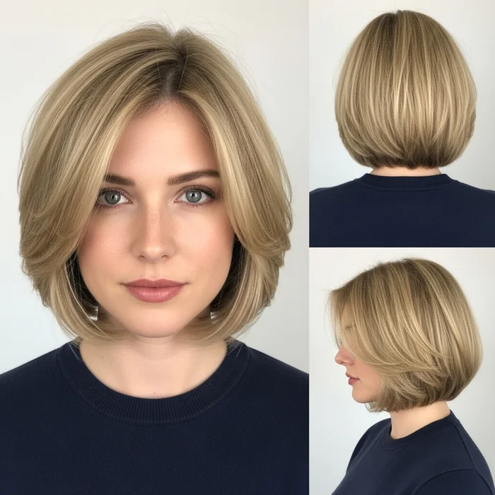 Wispy Layered Chin-Length Bob with Flipped Up Ends