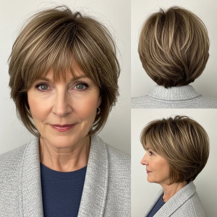 Wispy Layered Long Pixie with Bangs for Women Over 50
