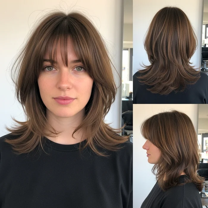 Wispy Layers with Flipped Ends and Bangs