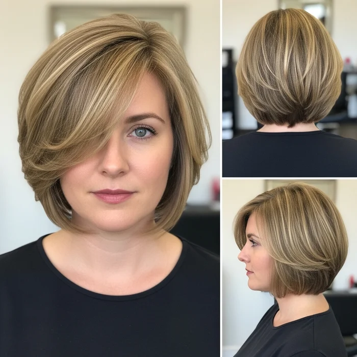 Wispy Side-Swept Layered Bob