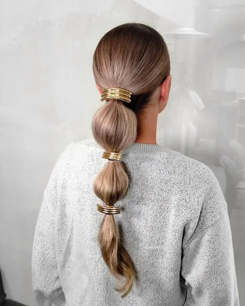 Accessorized Bubble Ponytail with Gold Cuffs
