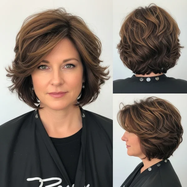 Angled Bob Short Stacked Curly Hairstyles