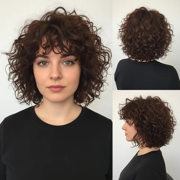 Angled Curly Bob Hairstyles