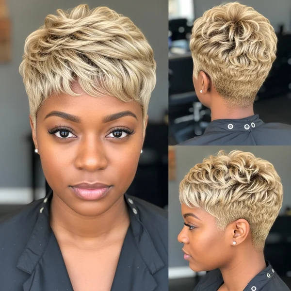 Ash Blonde Pixie Haircut for Black Women