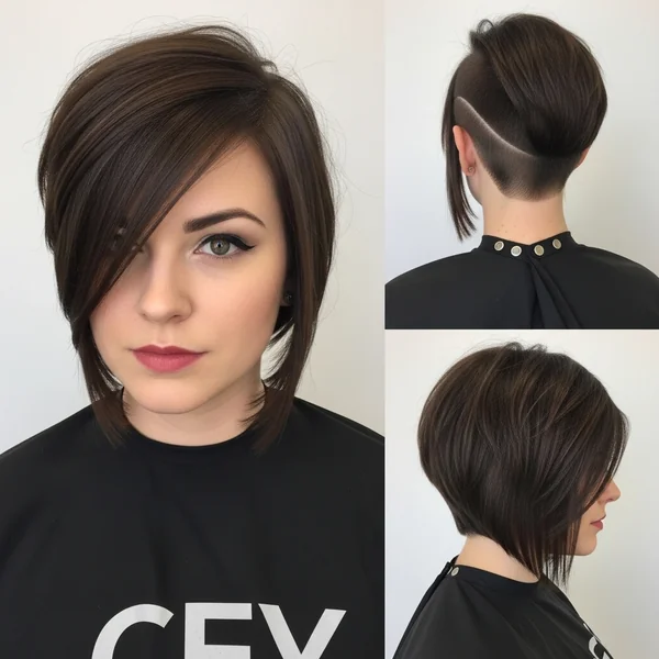 asymmetrical haircut edgy bob with undercut