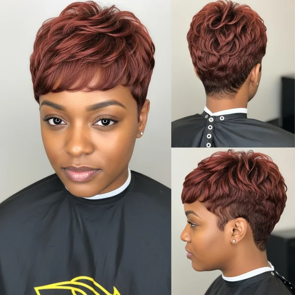 Auburn Pixie Haircut for Black Women