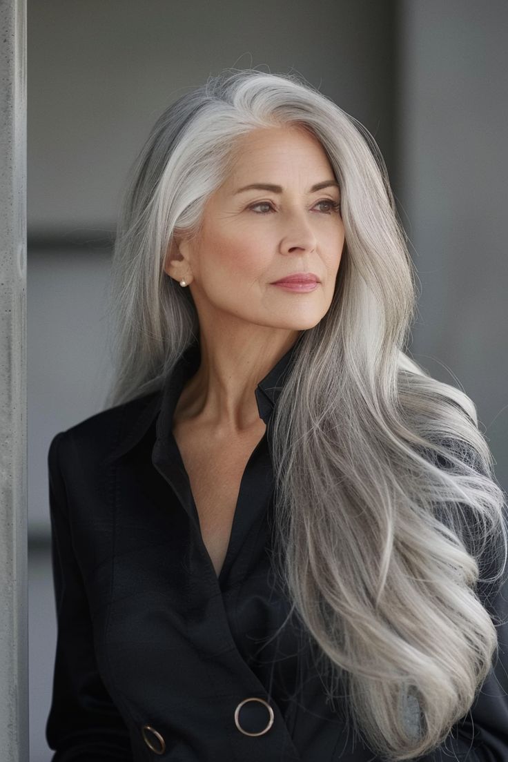 44+ Long Hairstyle Ideas For Women Over 60