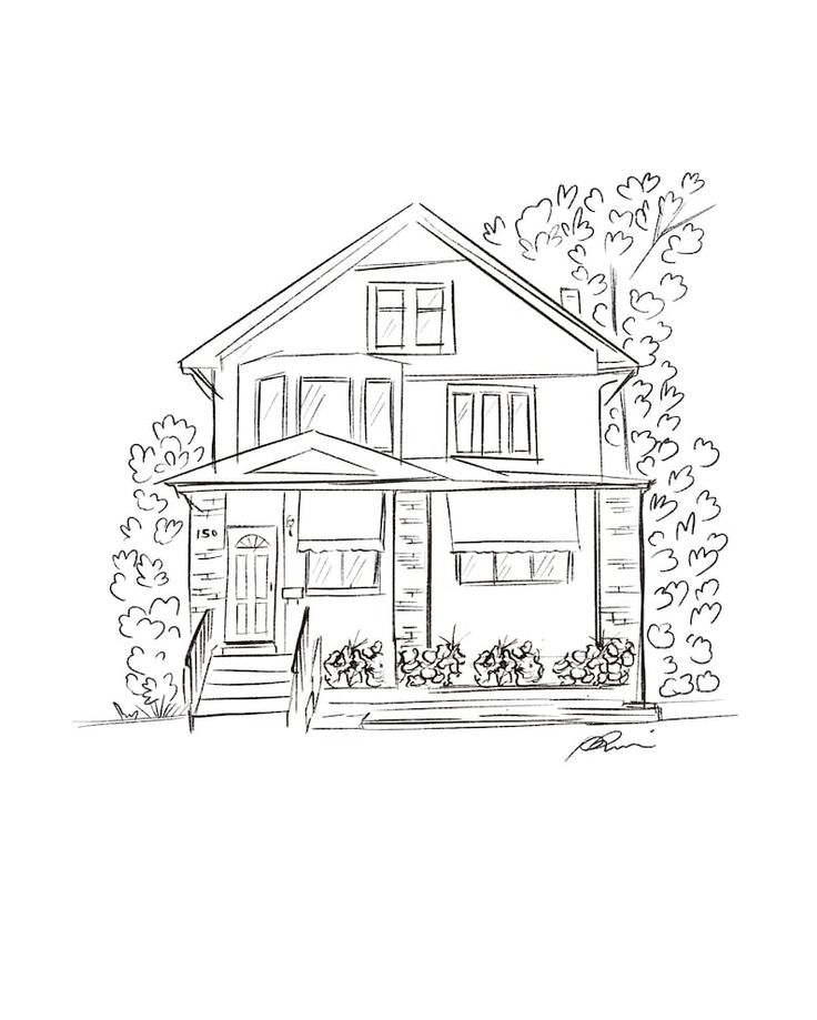 Hand-drawn House Illustration: One-of-a-kind Home Decor Gift ...
