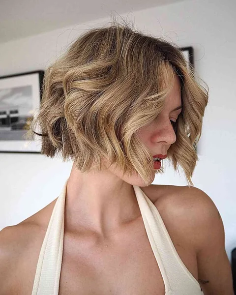 Beachy Golden Blonde Bob with Shattered Ends