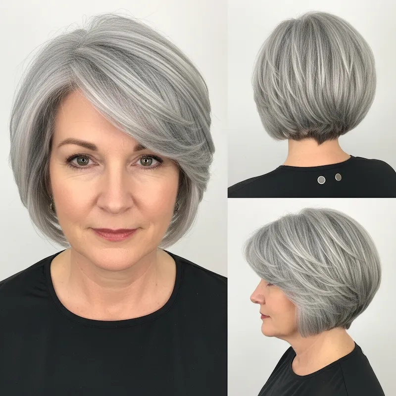 Cropped Silver Rounded Bob