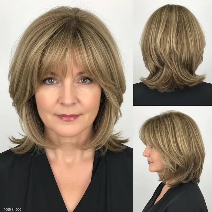 Layered Feathered Bob with Bangs