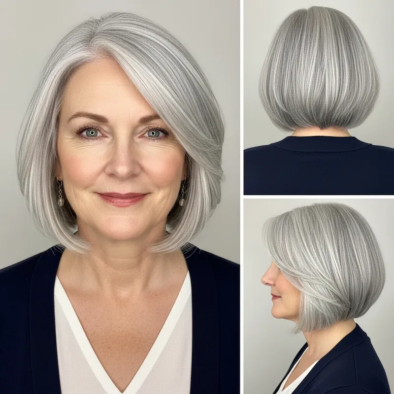 Silver Blunt Bob