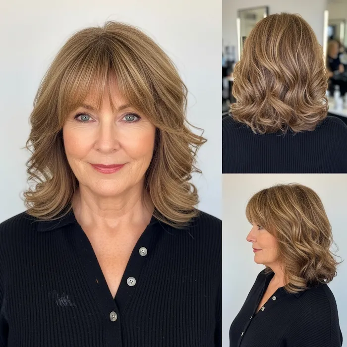 Voluminous Waves with Curtain Bangs