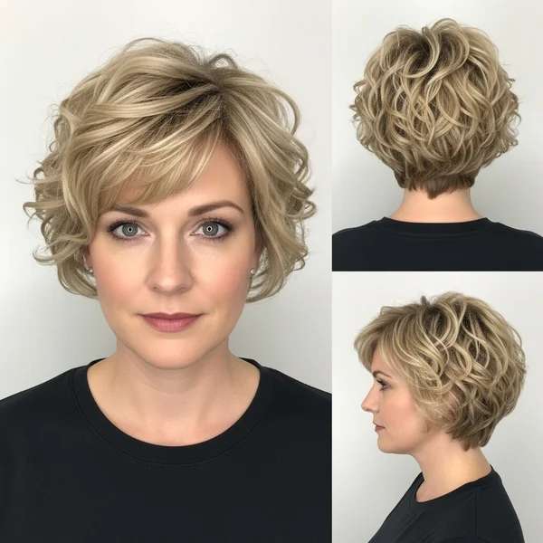 Blond Curly Pixie Haircut