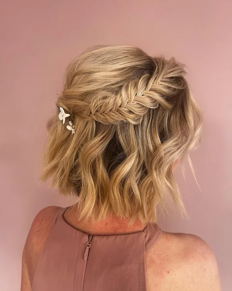 Boho Fishtail Braid with delicate White Florals
