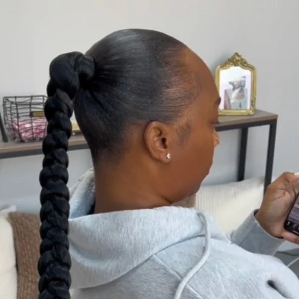 Braided High Ponytail with Wrapped Base and Sleek Finish