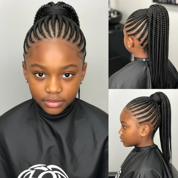 Braided Ponytail Hairstyles Black Kids