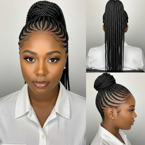 Braided Cornrow Hairstyles Updo Ponytail