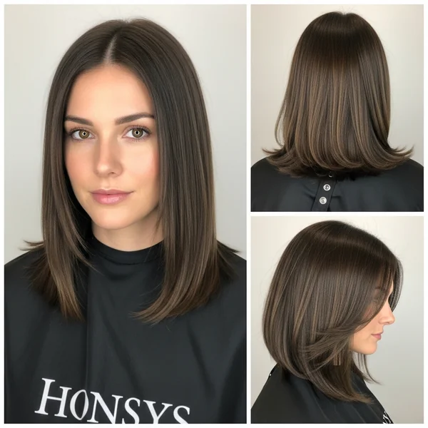 Brown Long Bob Haircut