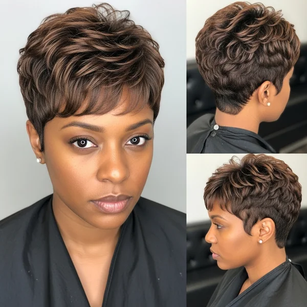 Brown Pixie Haircut for Black Women