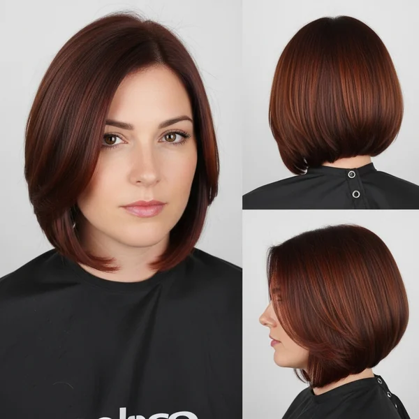 Brown Red Bob Haircut
