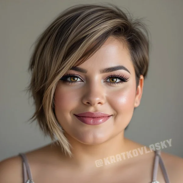 Brunette Long Pixie with Maximum Volume and Definition