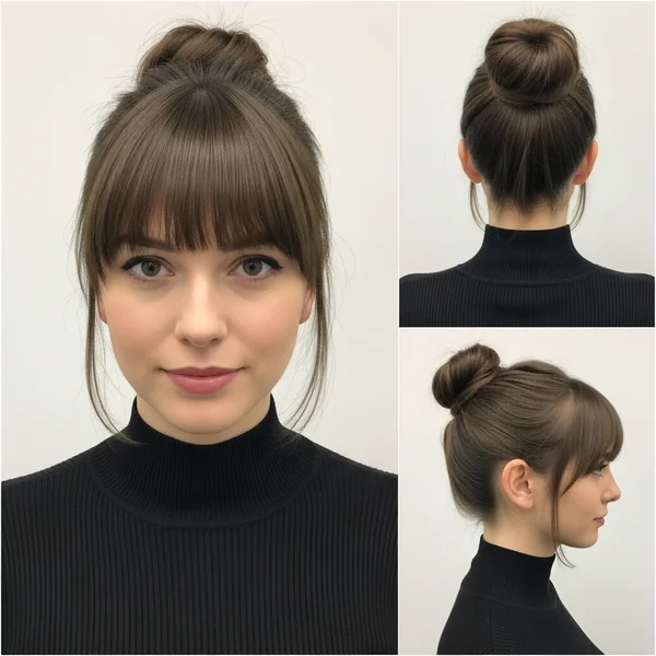 Bun Hairstyles With Bangs