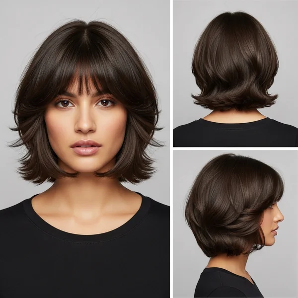 Butterfly Bob Haircut with Bangs