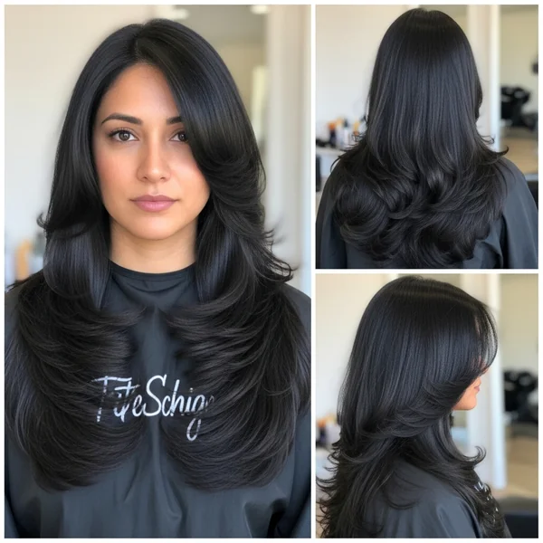 Butterfly Haircut Long Black Hair