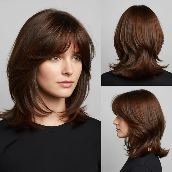 Butterfly Haircut Medium With Bangs