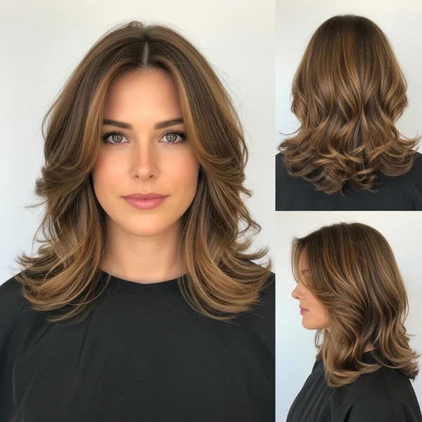 Butterfly Haircut Wavy Hair Medium