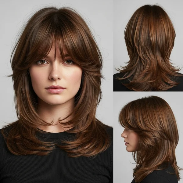 Butterfly Haircut With Bangs Round Face