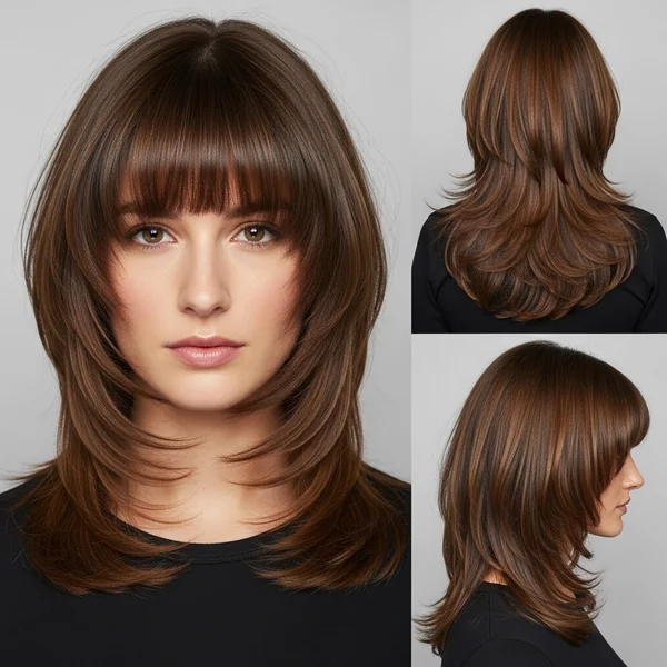 Butterfly Haircut With Full Bangs
