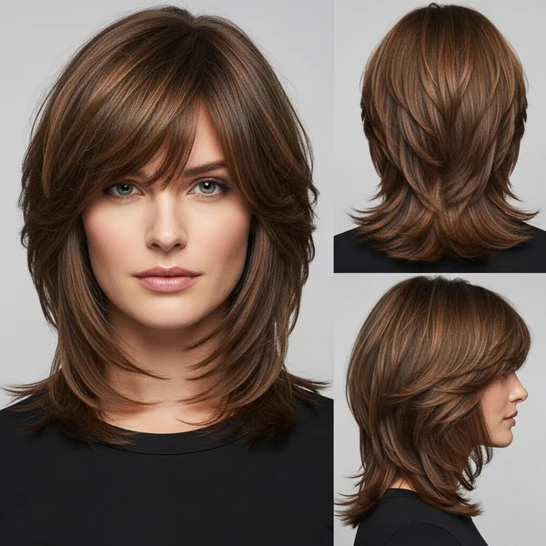 Butterfly Haircut With Side Swept Bangs